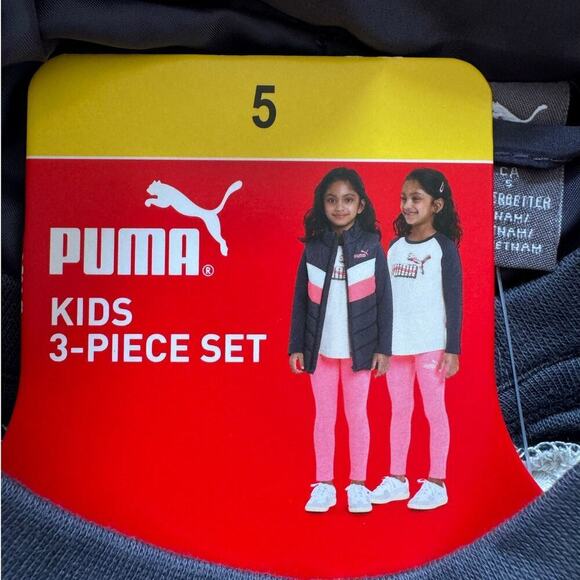 NEW!! PUMA Kids bundle outfit, Puffer vest, shirt & leggings, size 5, - Picture 2 of 5